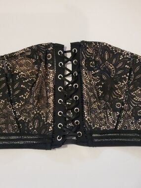 Victoria’s Secret Very Sexy Unlined  Strapless Corset Lace Boned Black Steampunk